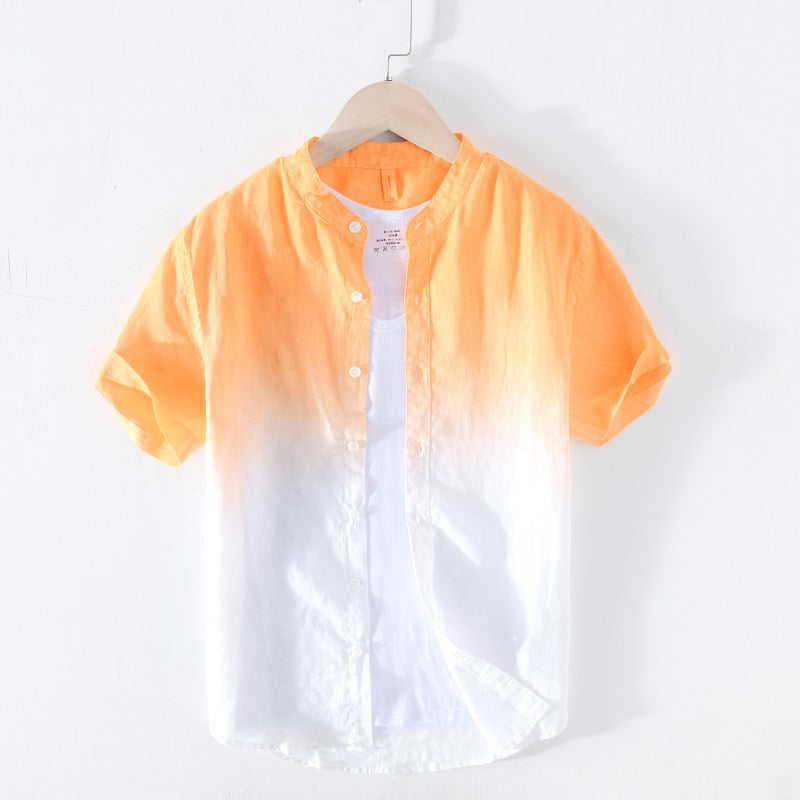 Mens 100% Pure Linen Summer Gradient Shirts