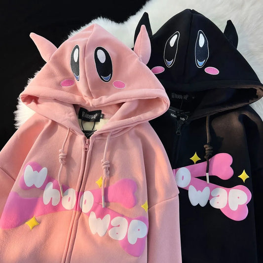 Unisex Harajuku Japanese Sweet Streetwear Cartoon Zip Up Hoodie