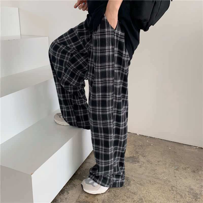 Men Plaid Pants Casual