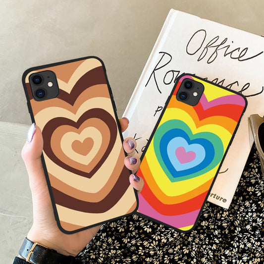 Cute Hot rainbow Heart shape Love soft silicon phone case For iphone