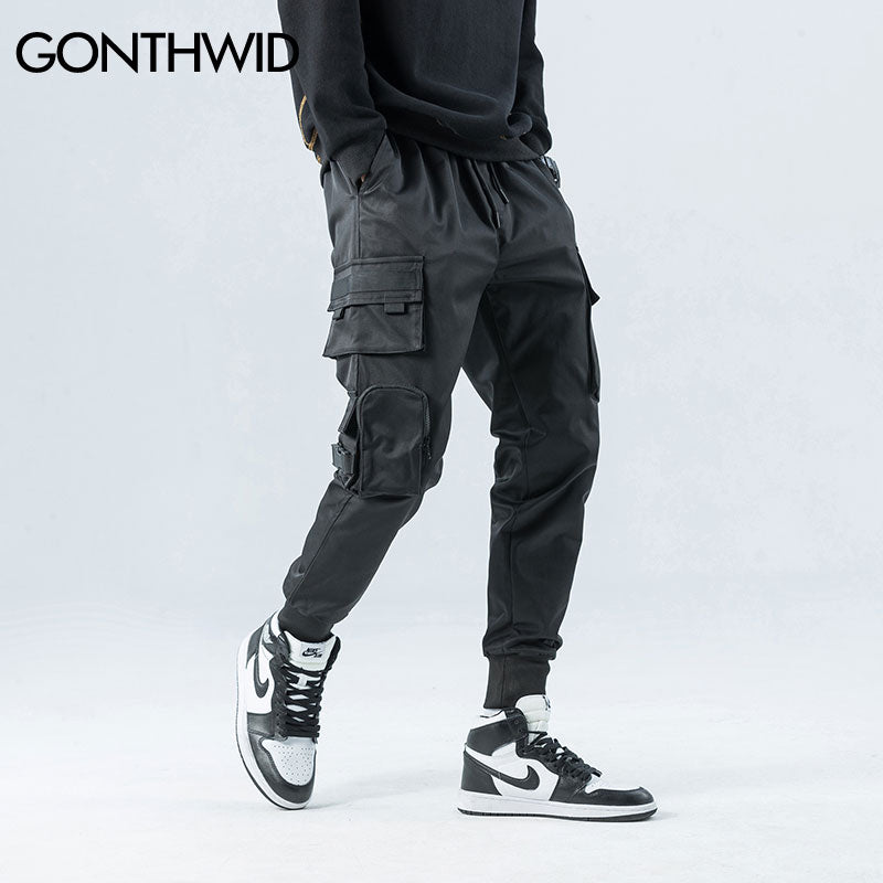 Men's GONTHWID Side Zipper Pockets Cargo Harem Joggers Pants