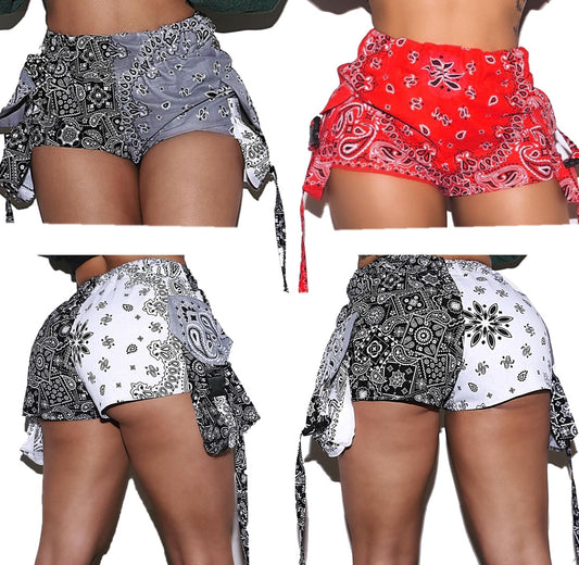 Bandana Print Women Shorts High Waist P