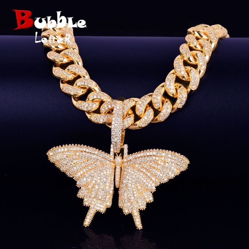 Womens Gold Butterfly Pendant Necklace