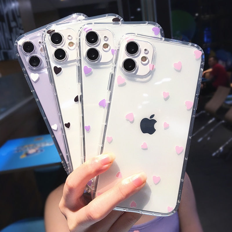 Cute Heart Shockproof Clear Phone Case For iPhone