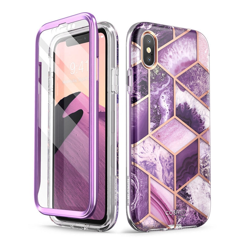 I-BLASON Cosmo Series Full-Body Shinning Glitter Marble Bumper Case WITH Built-in Screen Protector For iPhone