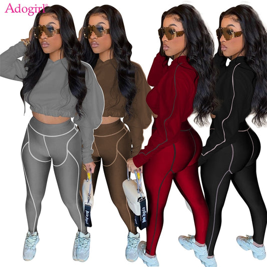 Womens Long Sleeve Pullover Hooded Track Suit