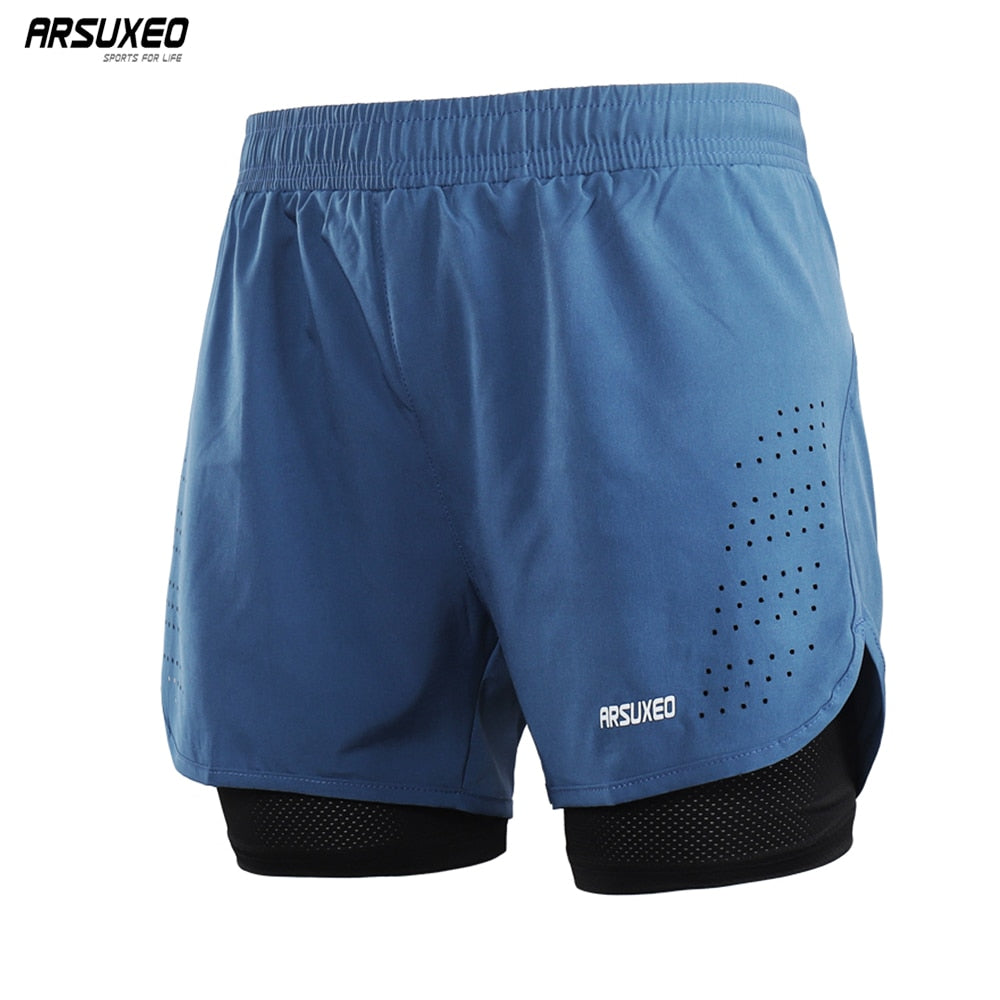 ARSUXEO Men's Running Shorts 2 in 1