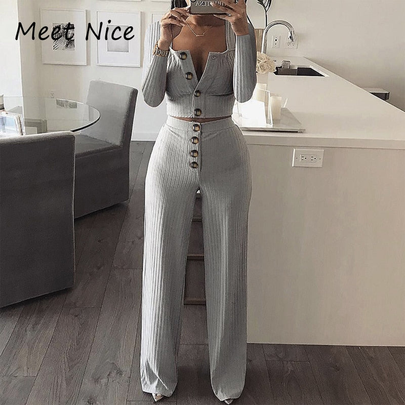 Women's Ribbed 2 Two Piece Set