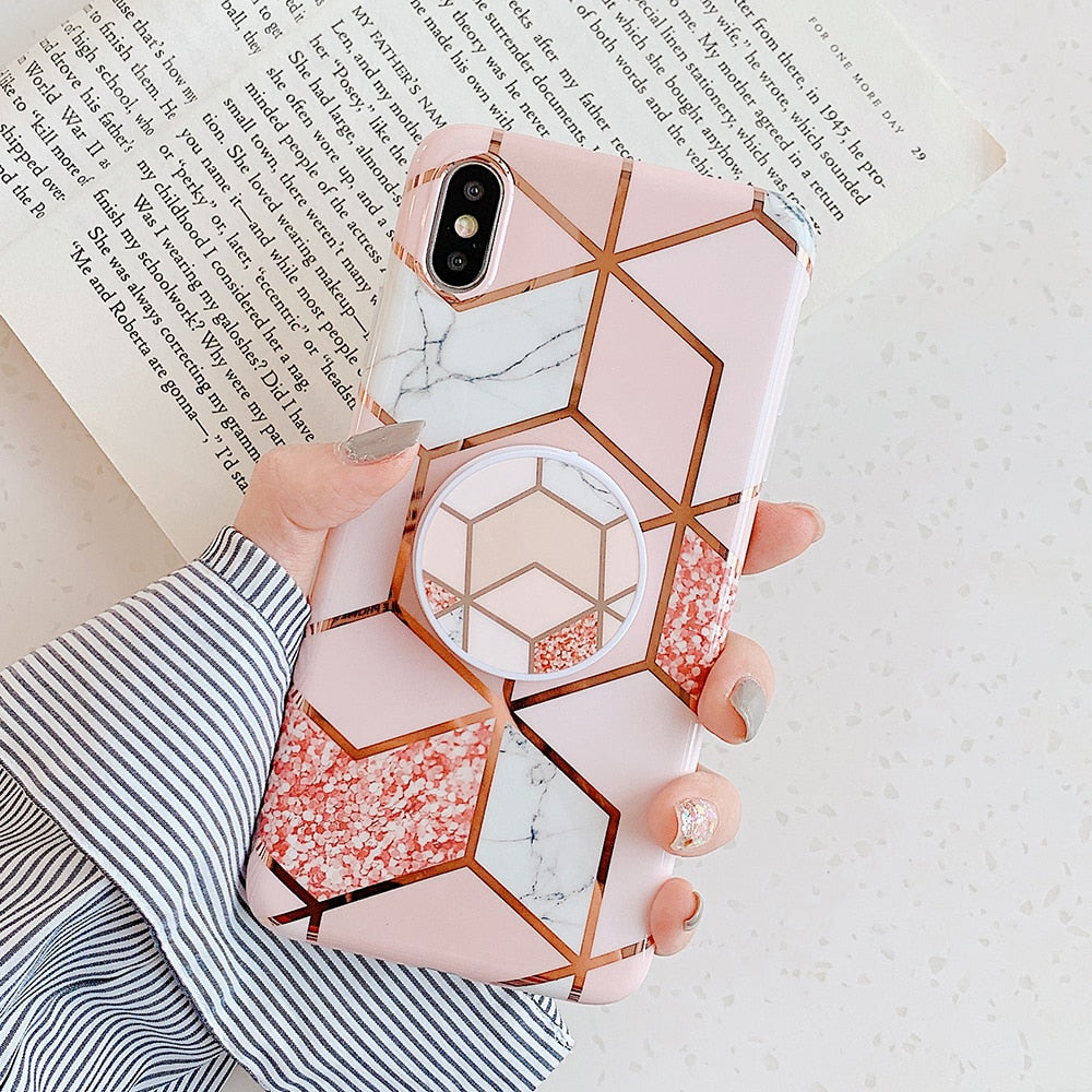 LOVECOM Electroplated Marble Phone Case For iPhone