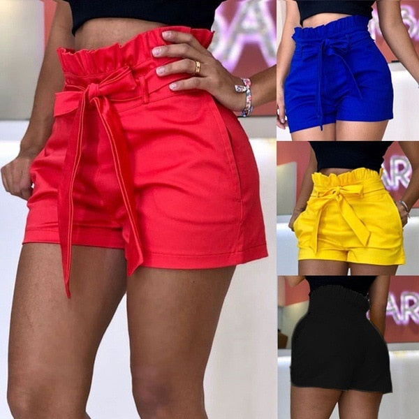 Women's High Waist Shorts Pure Color