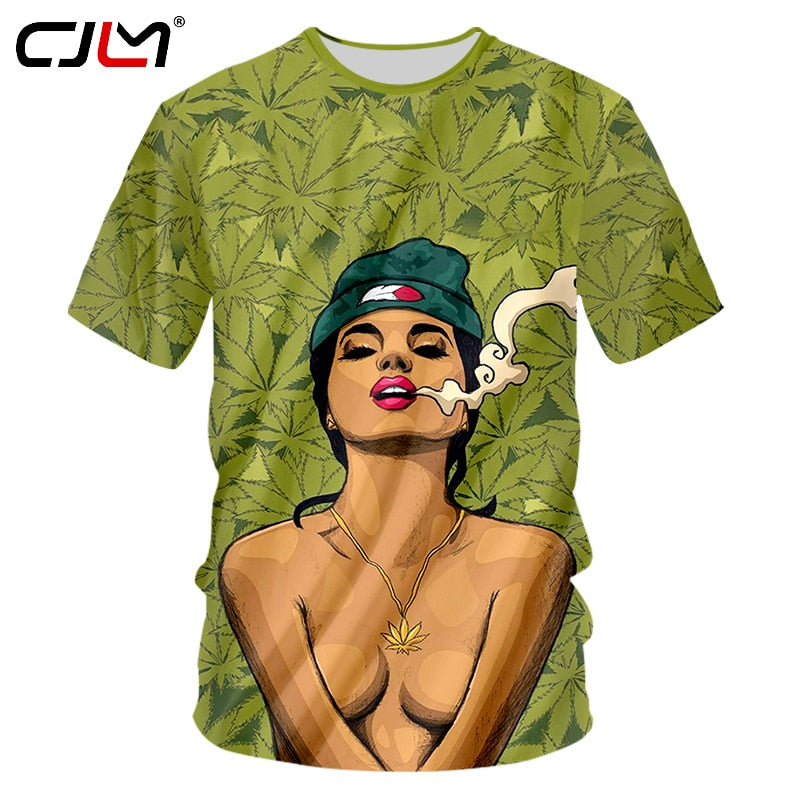 Men Green Hemp Leaf 3D T-shirts