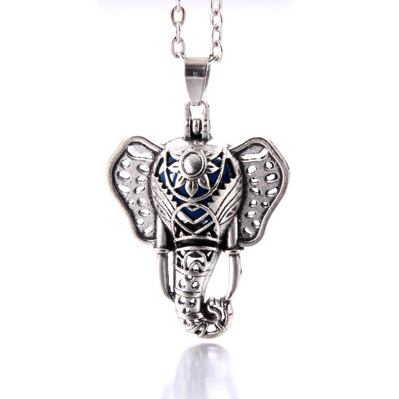 Womens Silver Elephant Pendant Necklace