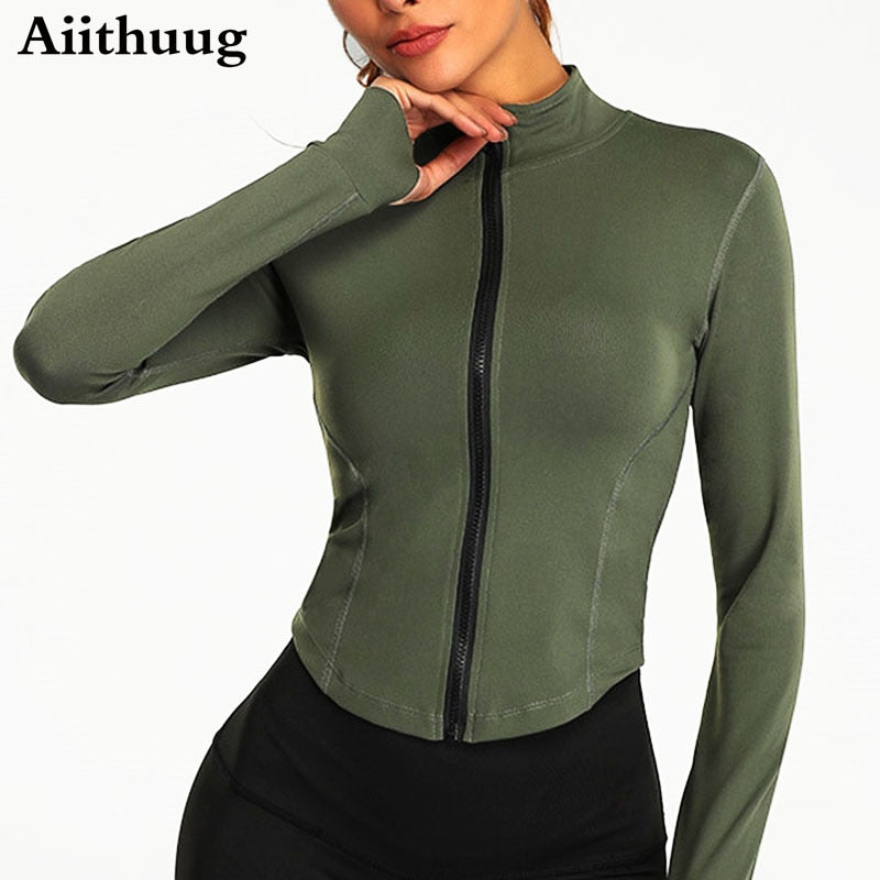 Aiithuug Women Full Zip-up Yoga Top