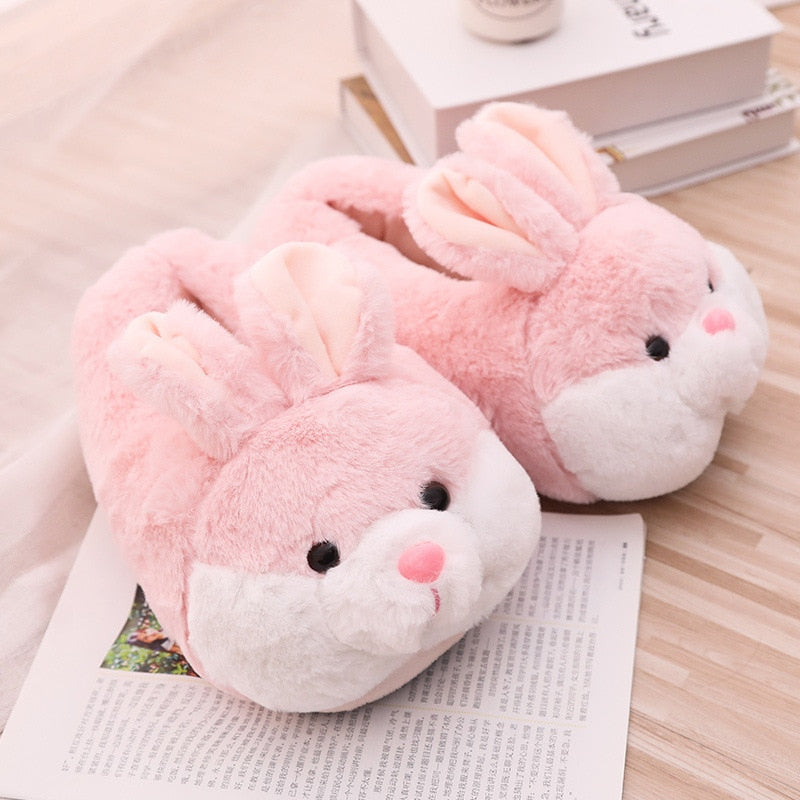 Cute Cartoon Pink Bunny Fur Slides