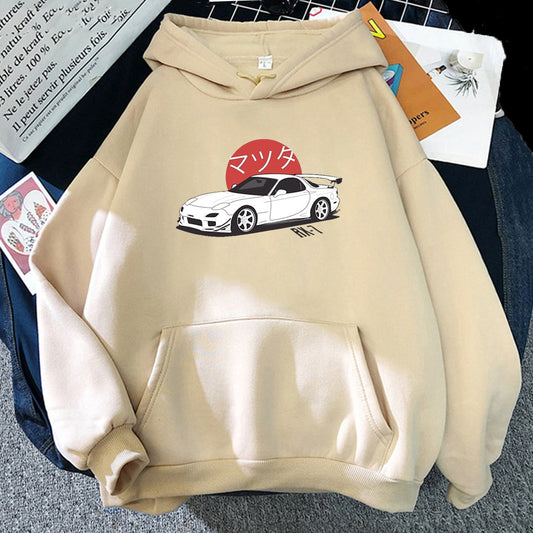 Anime Car Graphic Printed Hoodie