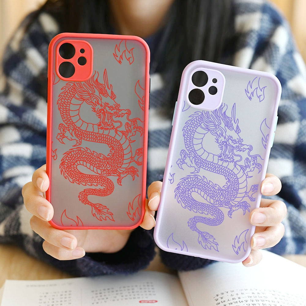 Fashion Purple Dragon Animal Pattern Phone Case For iPhone