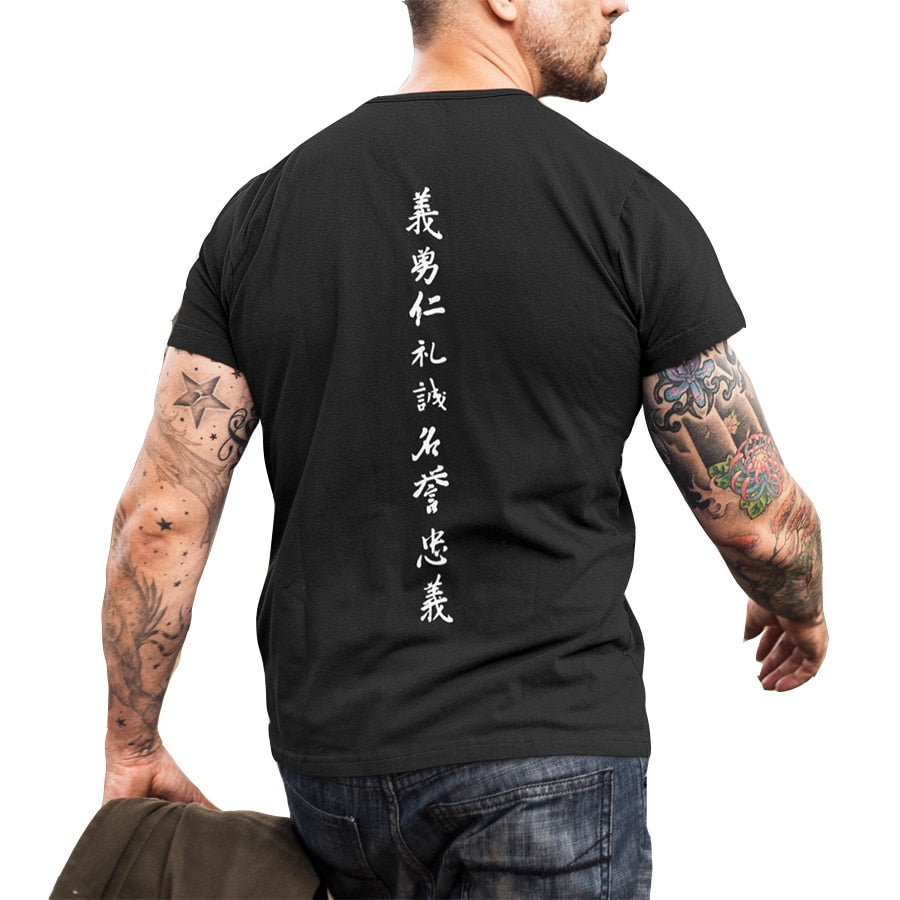 Men's Zhongyi T Shirt Cool Japanese Front Back Print