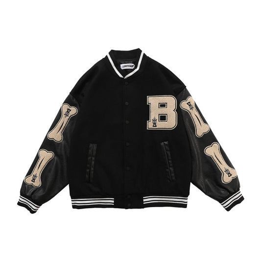 Unisex hip hop streetwear baseball jacket coat letter B